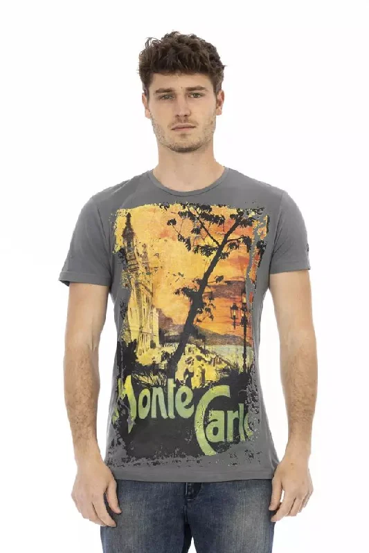 Gray Cotton Men T-shirt-- Anti-Shrink Durable Soft