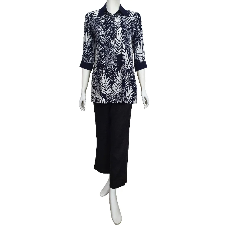 Anne Kelly Floral Blouse in Deep Sea Flowy Bohemian Blouse