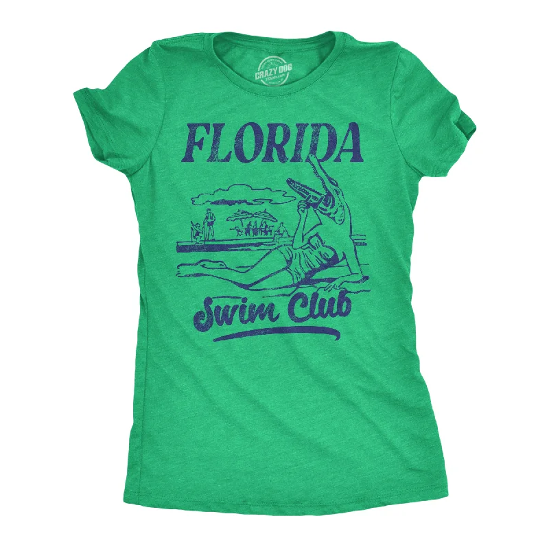 Florida Swim Club Women's T Shirt-- Solid Color Striped Floral
