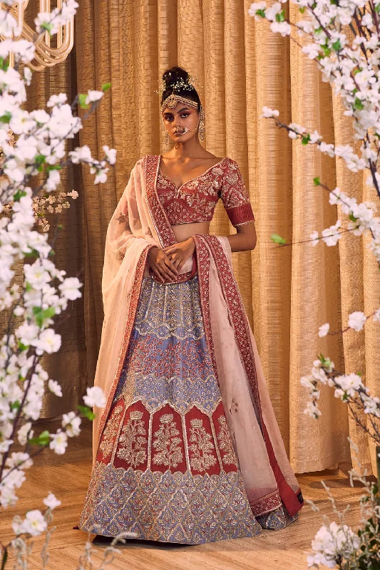 Lehenga, Blouse With Dupatta Puff Sleeve Blouse