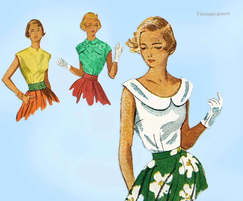 Simplicity 3263: 1950s Misses Simply Elegant Blouse Vintage Sewing Pattern Collared Satin Blouse Simplicity 3263: 1950s Misses Simply Elegant Blouse Vintage Sewing Pattern Collared Satin Blouse