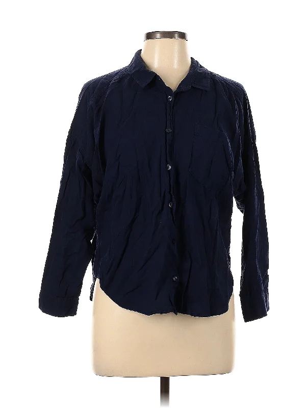 3/4 Sleeve Button Down Shirt-- Seamless Knitted Crochet