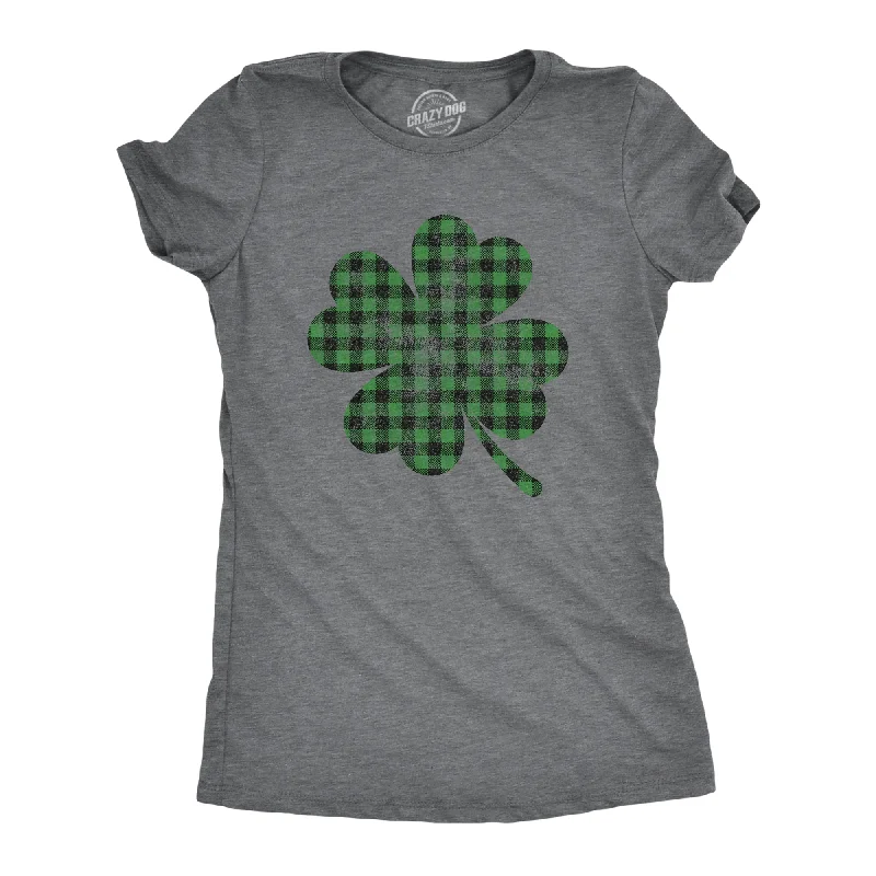 Buffalo Plaid Shamrock Women's T Shirt-- Spandex Blend Rayon Blend Denim Blend