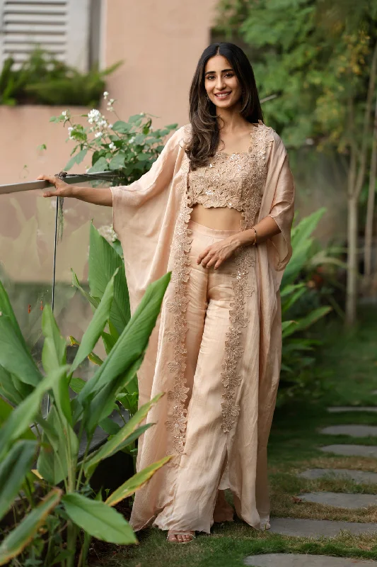 Crochet Cape With Embroidered Blouse And Pants Classic White Blouse