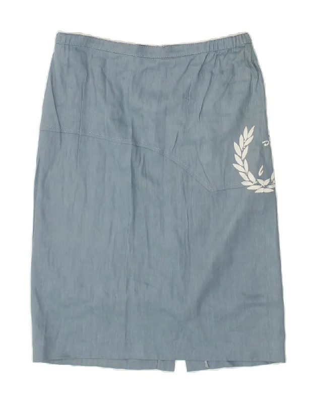 GATTINONI Womens Straight Skirt UK 14 Large W34 Blue Linen lace skirt elegant