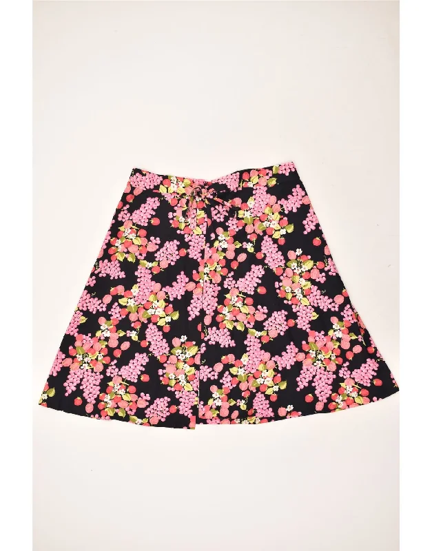 VINTAGE Womens Wrap Skirt EU 44 XL W40  Black Floral corduroy skirt cozy