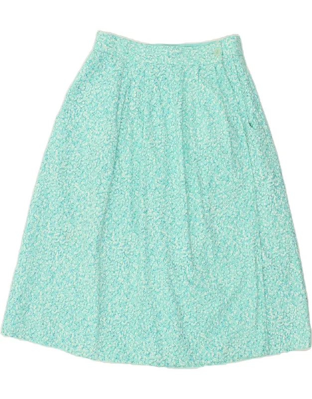 VINTAGE Womens A-Line Skirt W30 Medium  Blue Floral cashmere skirt plush