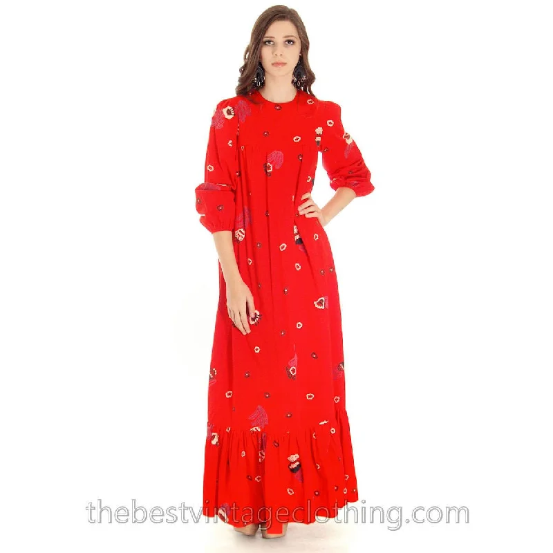 Vintage 1970s Dress Pia & Paula Maxi Fab Red Print 38/UK 12/US 8-10 Tunics Luxurious high-end Vintage 1970s Dress Pia & Paula Maxi Fab Red Print 38/UK 12/US 8-10 Tunics Luxurious high-end