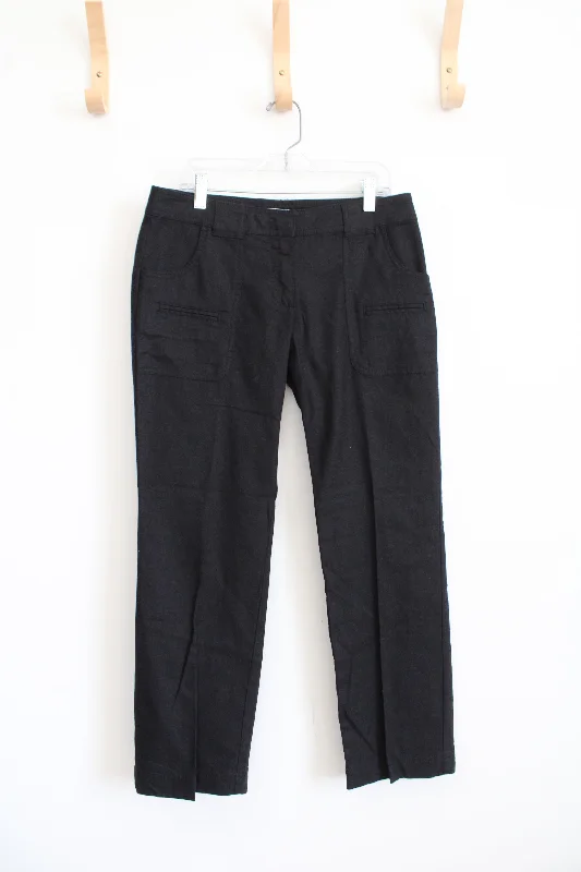 New York & Co. Black Linen Blend Capri Pants | 0 Formal Wide-Leg Pants