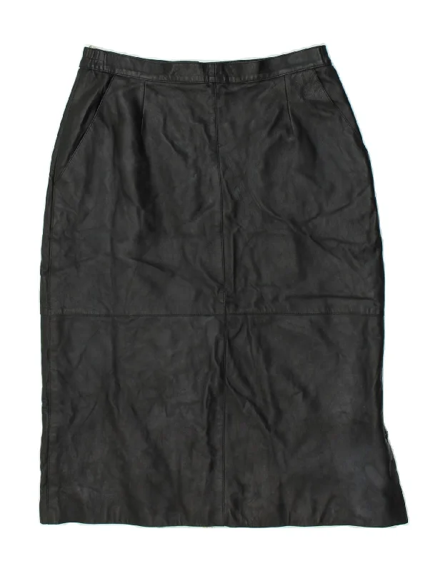 VINTAGE Womens Leather Skirt W30  Medium Black Leather linen skirt natural