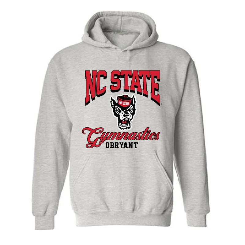NC State - NCAA Women's Gymnastics : Bella OBryant - Fashion Shersey Hooded Sweatshirt Hoodie with Hem Patch Decorative Personalized NC State - NCAA Women's Gymnastics : Bella OBryant - Fashion Shersey Hooded Sweatshirt Hoodie with Hem Patch Decorative Personalized