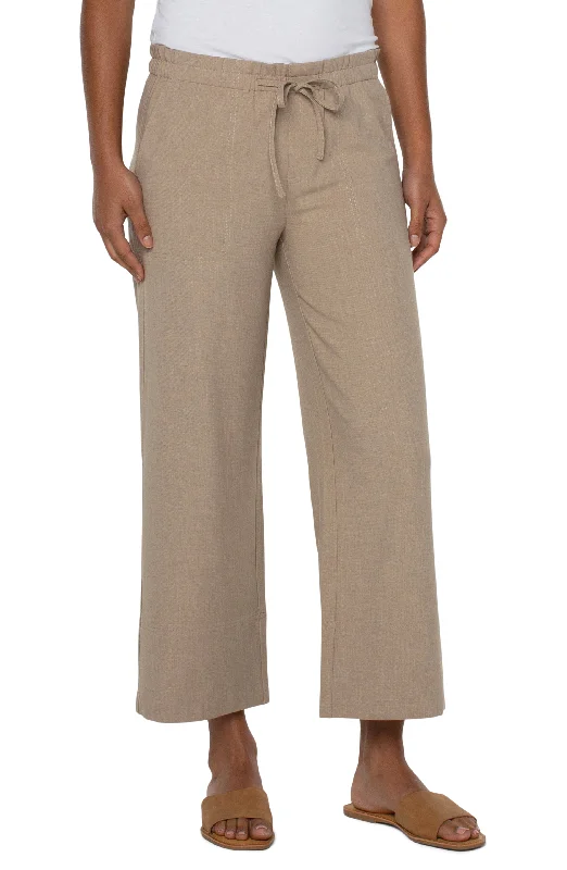 Pull On Tie Waist Wide Leg Ankle Pants w/26 in Inseam Stylish Harem Pants