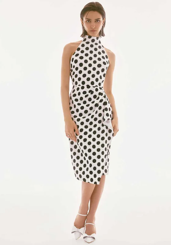Joseph Ribkoff Polka Dot Halter Neck Dress, White Tunics Wedding white