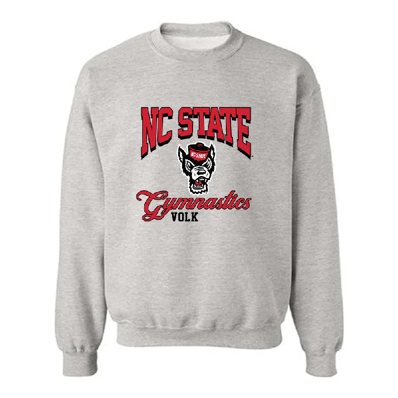 NC State - NCAA Women's Gymnastics : Caroline Volk - Fashion Shersey Crewneck Sweatshirt Hoodie with Slit Hem Functional Movement NC State - NCAA Women's Gymnastics : Caroline Volk - Fashion Shersey Crewneck Sweatshirt Hoodie with Slit Hem Functional Movement