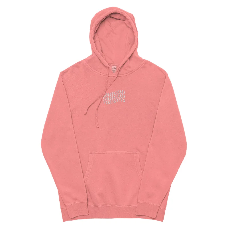 OMG Word Wave Embroidered Pigment-Dyed Hoodie Hoodie with Illustration Artistic Creative OMG Word Wave Embroidered Pigment-Dyed Hoodie Hoodie with Illustration Artistic Creative