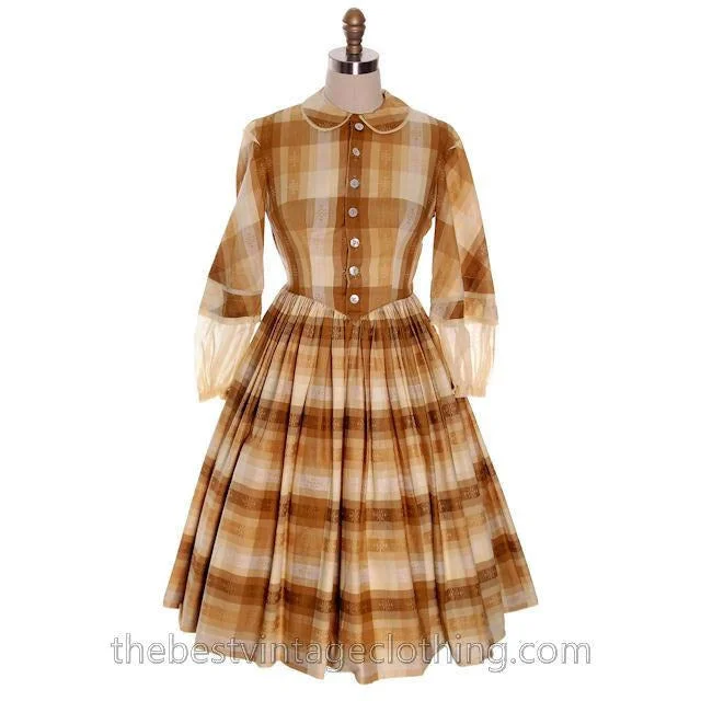 Vintage 1950s Day Dress Susan Evans Cotton Madras Plaid Full Skirt 34-26-Free Small Tunics Modern contemporary Vintage 1950s Day Dress Susan Evans Cotton Madras Plaid Full Skirt 34-26-Free Small Tunics Modern contemporary