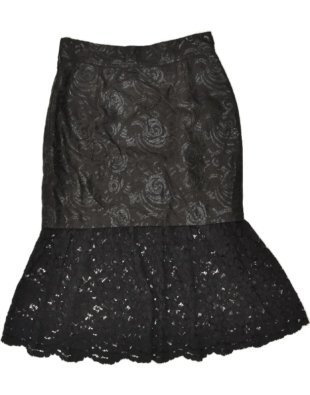 VINTAGE Womens Milano Trumpet Skirt W 28 Medium  Black Floral lace skirt feminine