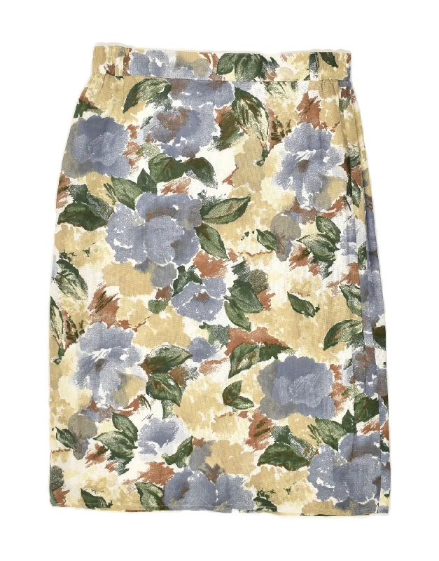 VINTAGE Womens Straight Skirt W28 Medium Multicoloured Floral Viscose silk skirt sleek VINTAGE Womens Straight Skirt W28 Medium Multicoloured Floral Viscose silk skirt sleek