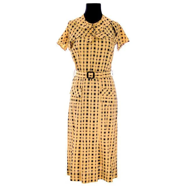 VTG 1930s Dress Yellow & Black Plaid Costume or Redesign Depression Janalene Tunics New arrival VTG 1930s Dress Yellow & Black Plaid Costume or Redesign Depression Janalene Tunics New arrival