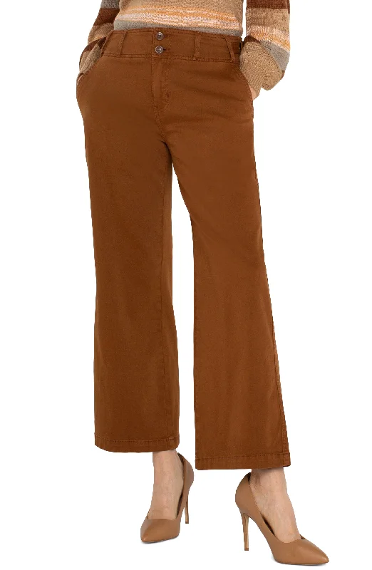 High Rise Cinch Waist Soft Cargo Look Pants Fashionable Work Pants