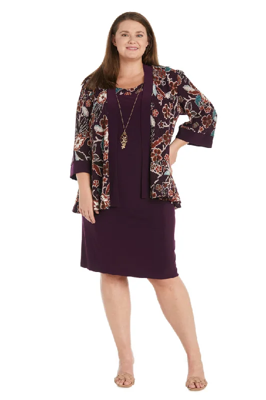 R&M Richards 1389W Short Plus Size Printed Jacket Dress Knit Jacket Woven Jacket Fleece Jacket
