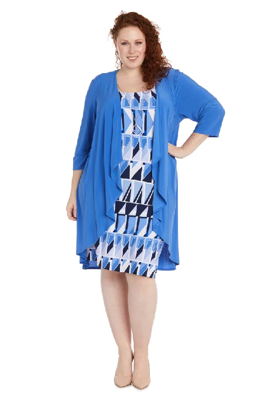 R&M Richards 1027W Short Plus Size Mother of the Bride Jacket Dress Snapped Jacket Toggled Jacket Drawstring Jacket