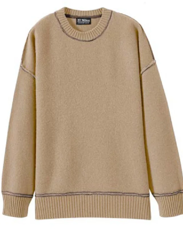 27 Miles Malibu - Prim sweater in Camel Graphic Sweater Embroidered Appliqued