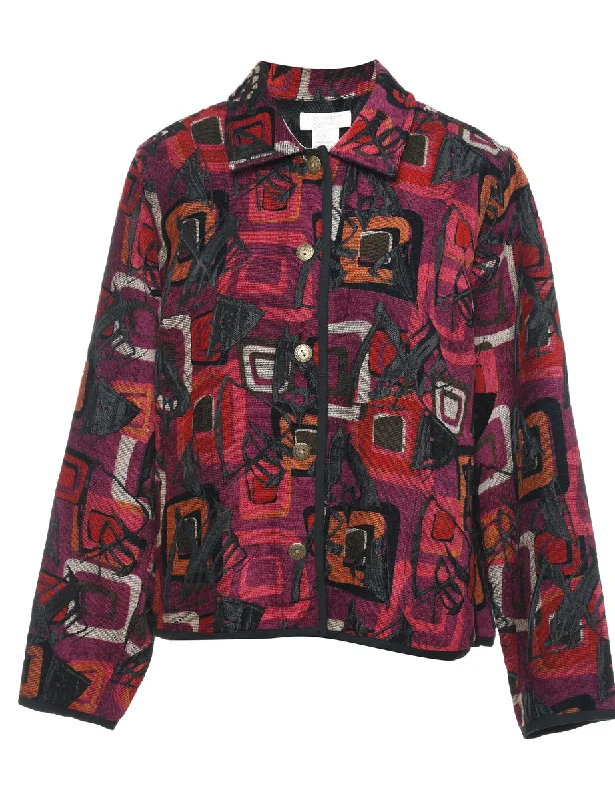 Multi-Colour Patterned Tapestry Jacket - L Knit Fabric Woven Fabric Fleece Fabric