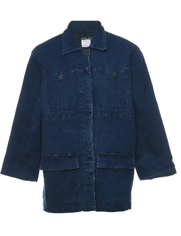 Dark Wash Denim Utility Jacket - L One-Shoulder Jacket Off-the-Shoulder Jacket Asymmetrical Jacket Dark Wash Denim Utility Jacket - L One-Shoulder Jacket Off-the-Shoulder Jacket Asymmetrical Jacket