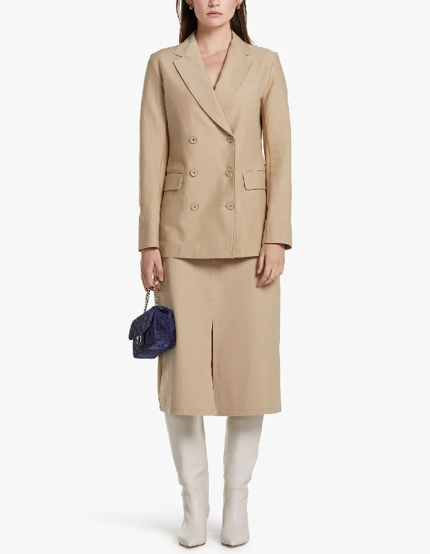 Ornella Jersey Jacket - Camel Rayon Fabric Velvet Fabric Corduroy Fabric