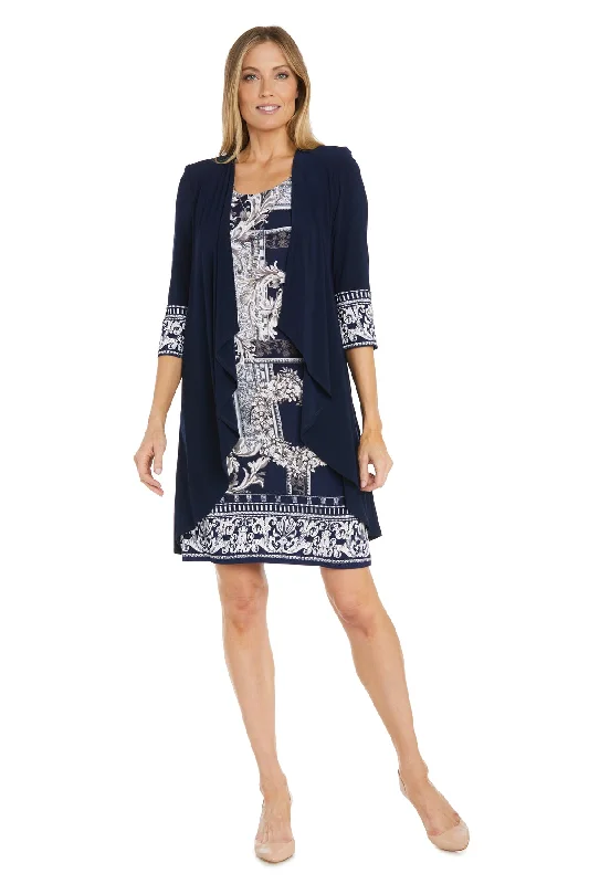 R&M Richards 1687 Mother of the Bride Short Printed Jacket Dress Fitted Jacket Loose Jacket Oversized Jacket