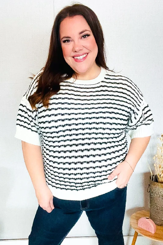 You've Got This Ivory & Black Wavy Stripe Pattern Sweater Top Terry Blend Velvet Blend Canvas Blend You've Got This Ivory & Black Wavy Stripe Pattern Sweater Top Terry Blend Velvet Blend Canvas Blend