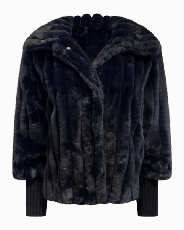 Faber Woman - Faux Fur Jacket Satin Jacket Silk Jacket Chiffon Jacket