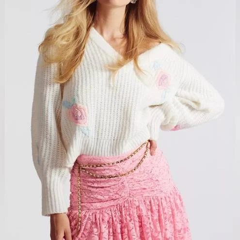 Love Shack Fancy - Ridge V neck sweater Soft Cozy Warm