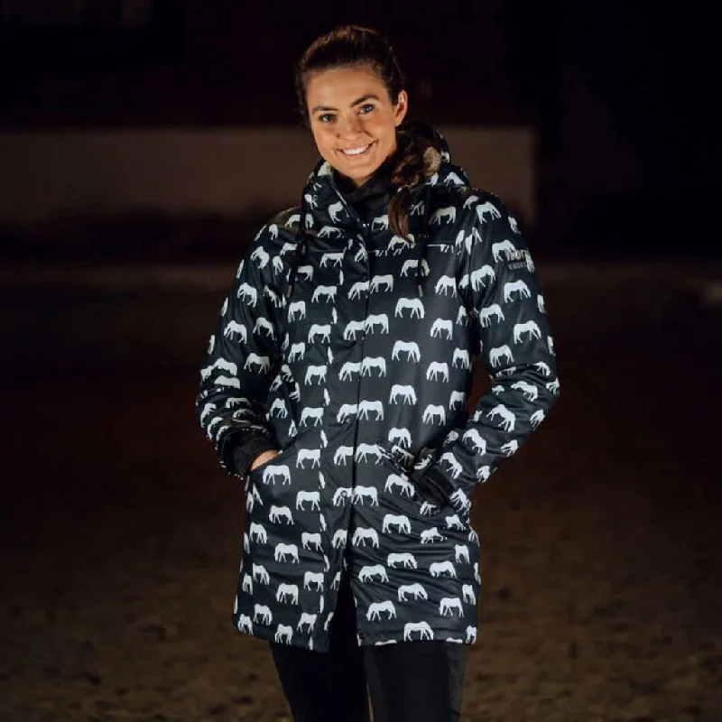 Horze Billie Fleece Lined Rain Jacket Welt Pockets Slit Pockets Flap Pockets