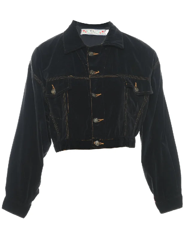 Cropped Black Velvet Evening Jacket - M Belted Jacket Elasticated Jacket Padded Jacket Cropped Black Velvet Evening Jacket - M Belted Jacket Elasticated Jacket Padded Jacket