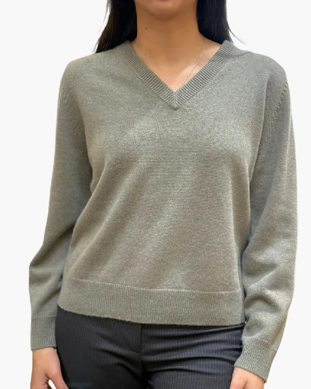 Nili Lotan - Priya Sweater in Light Army Green Knit Fabric Woven Fabric Fleece Fabric Nili Lotan - Priya Sweater in Light Army Green Knit Fabric Woven Fabric Fleece Fabric