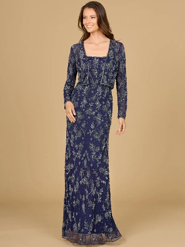 Lara Dresses 29075 Two Piece Long Formal Beaded Jacket Dress Elasticated Jacket Padded Jacket Insulated Jacket