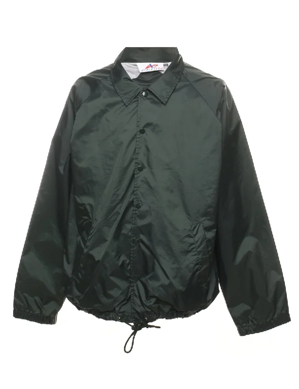 Dark Green Classic Nylon Jacket - L Denim Fabric Leather Fabric Suede Fabric