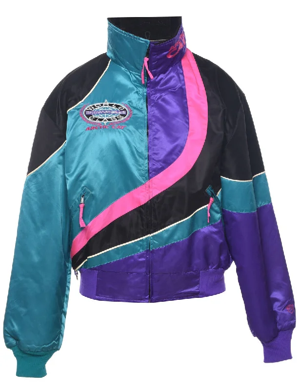 Multi-colour Nylon Jacket - L Snapped Jacket Toggled Jacket Drawstring Jacket