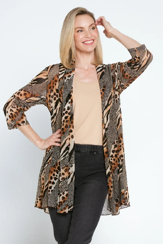 Lexie Easy Fit Jacket - Leopard/Tiger Collared Jacket Crew Neck Jacket Turtle Neck Jacket