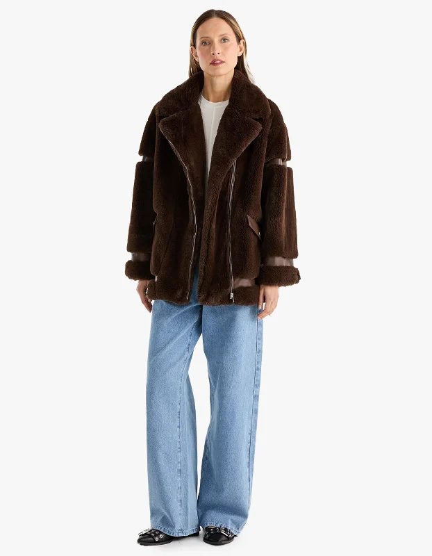 Clover Faux Fur Jacket - Chocolate V-Neck Jacket Boat Neck Jacket Square Neck Jacket Clover Faux Fur Jacket - Chocolate V-Neck Jacket Boat Neck Jacket Square Neck Jacket