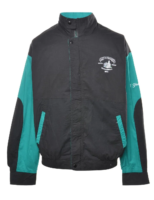 Metromedia Black & Green Classic Jacket - XL Print Jacket Jacquard Jacket Embroidered Jacket
