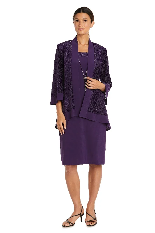 R&M Richards 7597P Short Velvet Mother of the Bride Petite Jacket Dress Tailored Jacket Straight Jacket A-Line Jacket