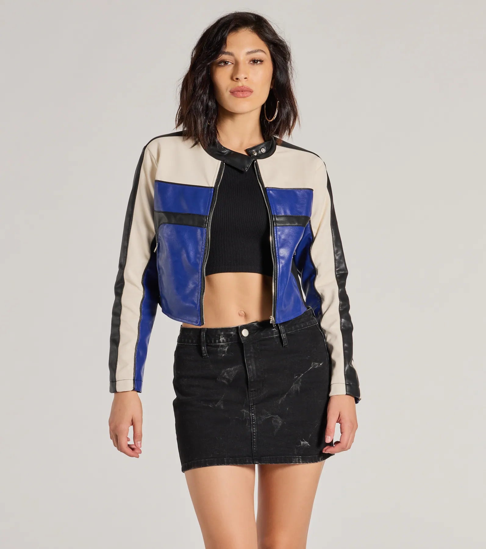 Ride In Style Faux Leather Moto Crop Jacket Herringbone Jacket Checkered Jacket Solid Jacket Ride In Style Faux Leather Moto Crop Jacket Herringbone Jacket Checkered Jacket Solid Jacket