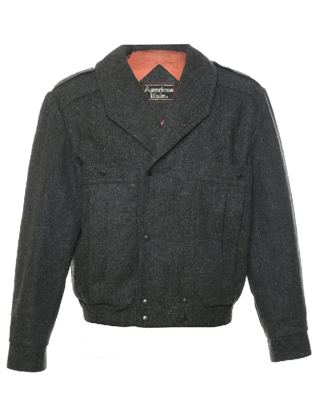 Dark Grey Jacket - L Herringbone Jacket Houndstooth Jacket Plaid Jacket