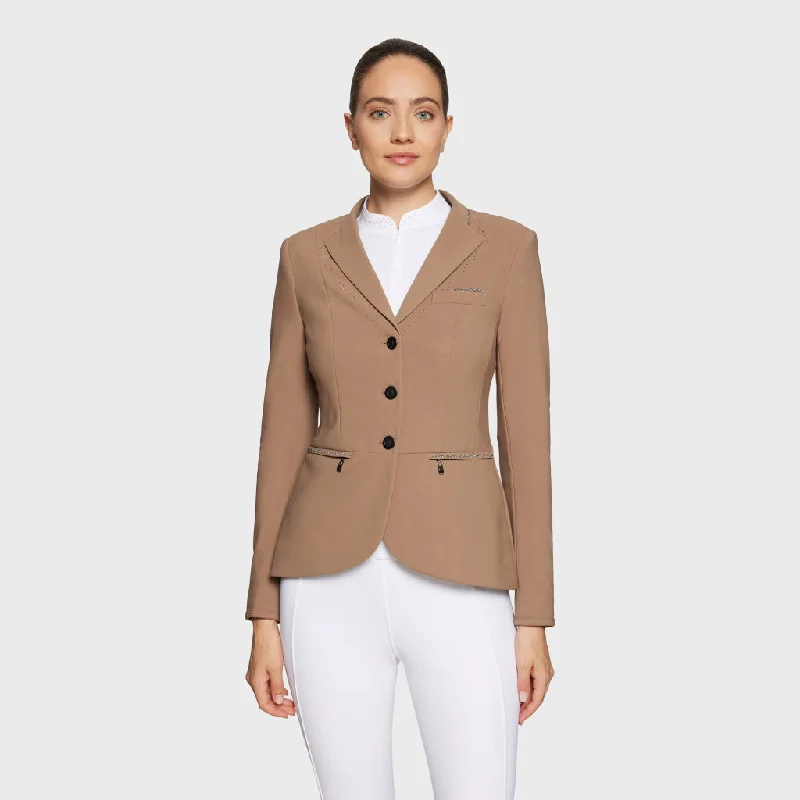 Samshield Victorine Crystal Fabric Ladies Competition Jacket Camel Faux Fur Fabric Real Fur Fabric Shearling Fabric