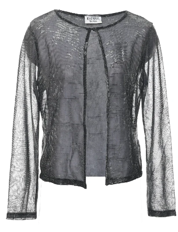 Lurex Thread Pattern Jacket - M Stand-Up Collar Roll-Neck Collar Turtle Neck