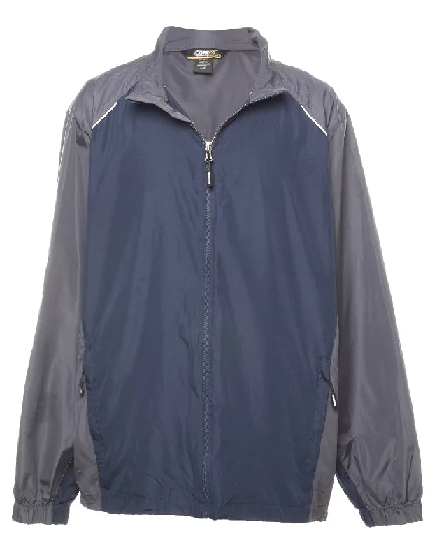 Navy & Dark Grey Zip-Front Nylon Jacket - L Stand-Up Collar Roll-Neck Collar Turtle Neck Navy & Dark Grey Zip-Front Nylon Jacket - L Stand-Up Collar Roll-Neck Collar Turtle Neck