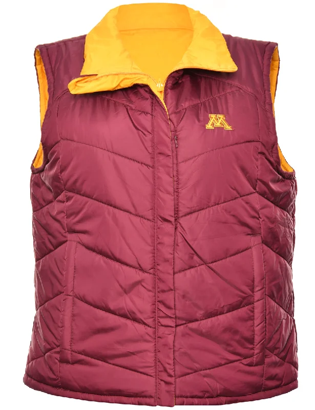 Maroon & Yellow Sleeveless Puffer Jacket - M Satin Jacket Silk Jacket Chiffon Jacket